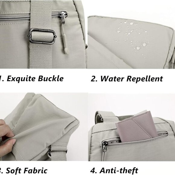 Mini Backpack Purse for Women Nylon Small Casual Daypack Travel Work Cream main image 9